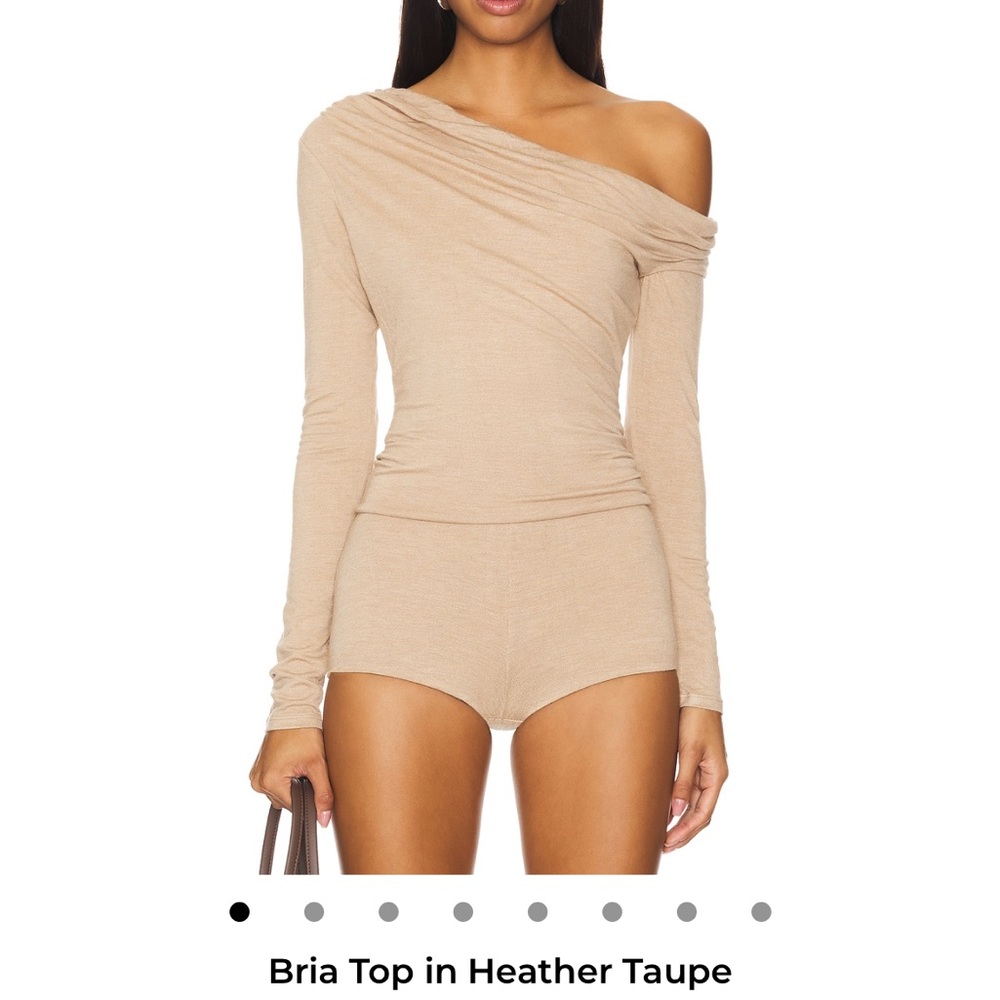 AFRM Women's Heather Taupe Off-Shoulder Top